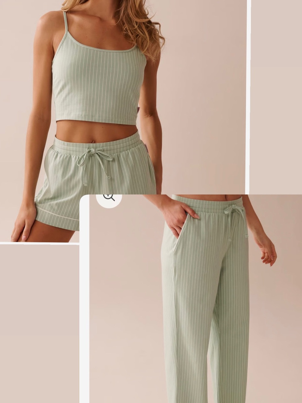 La vie en Rose Sage Green Striped Pajama Set